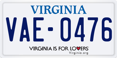 VA license plate VAE0476