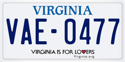 VA license plate VAE0477