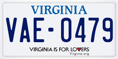 VA license plate VAE0479