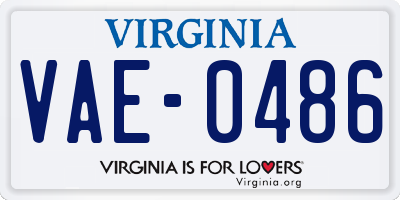 VA license plate VAE0486