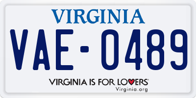 VA license plate VAE0489