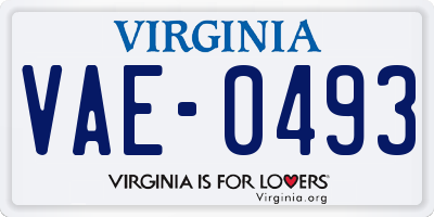 VA license plate VAE0493