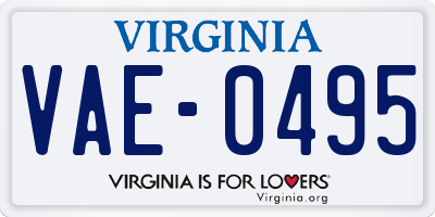 VA license plate VAE0495