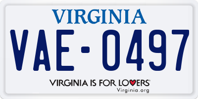 VA license plate VAE0497