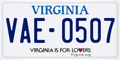 VA license plate VAE0507