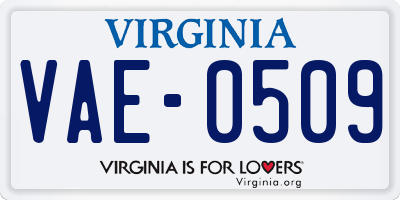 VA license plate VAE0509