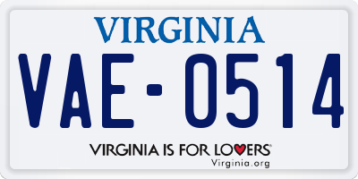 VA license plate VAE0514