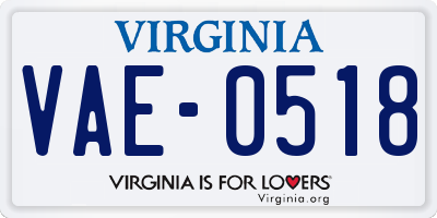 VA license plate VAE0518