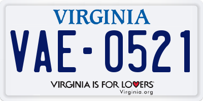 VA license plate VAE0521