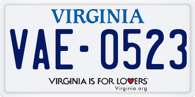 VA license plate VAE0523