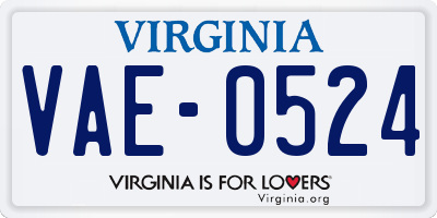 VA license plate VAE0524