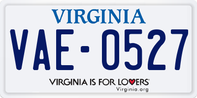 VA license plate VAE0527