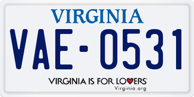 VA license plate VAE0531