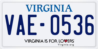 VA license plate VAE0536