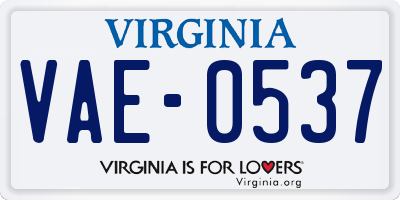 VA license plate VAE0537