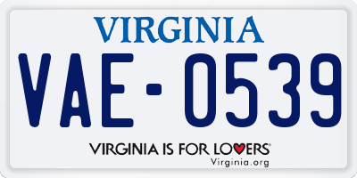 VA license plate VAE0539