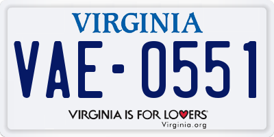 VA license plate VAE0551