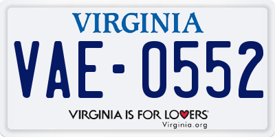 VA license plate VAE0552