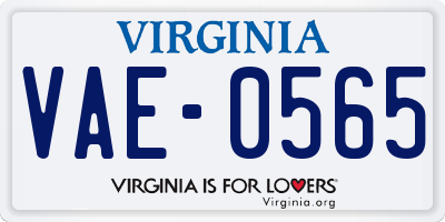 VA license plate VAE0565