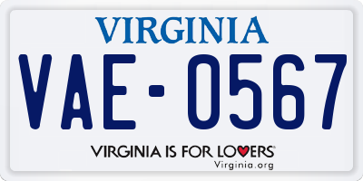 VA license plate VAE0567