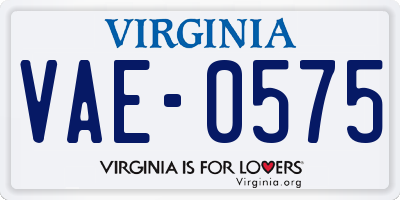 VA license plate VAE0575