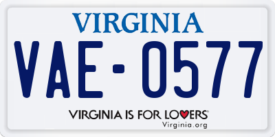VA license plate VAE0577