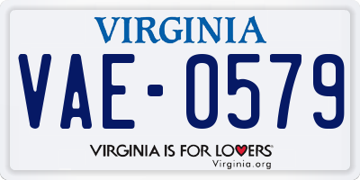 VA license plate VAE0579