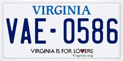 VA license plate VAE0586