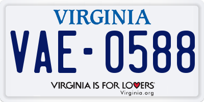 VA license plate VAE0588