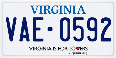 VA license plate VAE0592