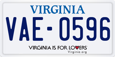 VA license plate VAE0596
