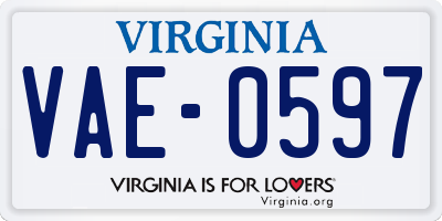 VA license plate VAE0597