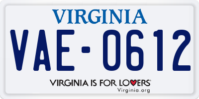 VA license plate VAE0612
