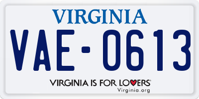 VA license plate VAE0613
