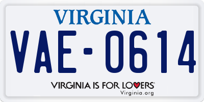 VA license plate VAE0614