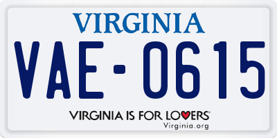 VA license plate VAE0615