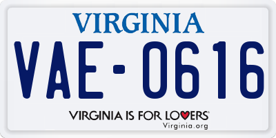 VA license plate VAE0616