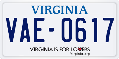 VA license plate VAE0617