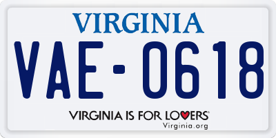 VA license plate VAE0618