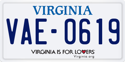 VA license plate VAE0619