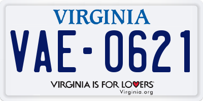 VA license plate VAE0621