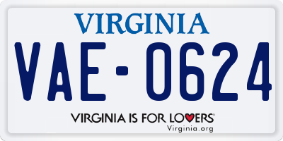 VA license plate VAE0624