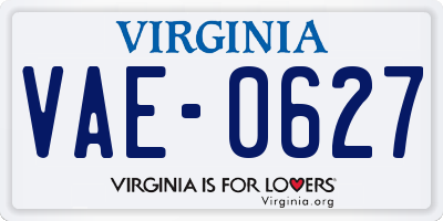 VA license plate VAE0627