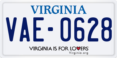 VA license plate VAE0628