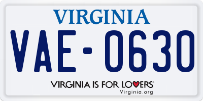 VA license plate VAE0630
