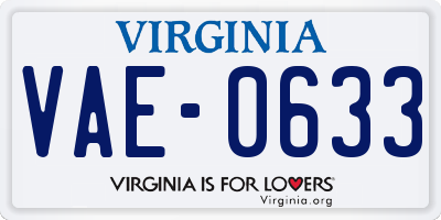 VA license plate VAE0633