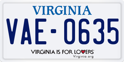 VA license plate VAE0635