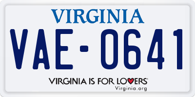 VA license plate VAE0641