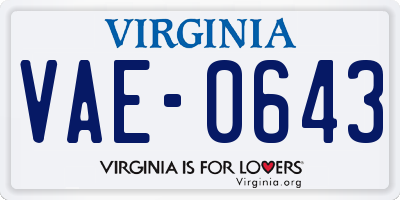VA license plate VAE0643
