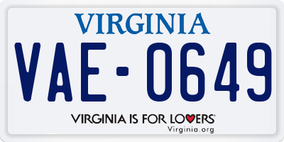 VA license plate VAE0649
